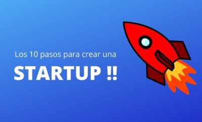 figura de un cohete con el texto 10 pasos para crear una startup!